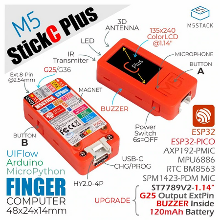 M5StickC Plus ESP32-PICO Mini IoT Development Kit