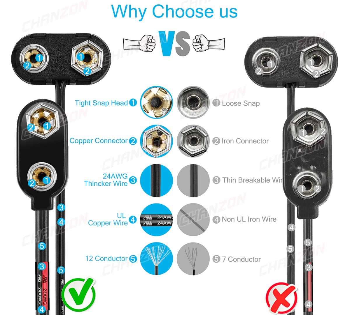 9V Battery Clip (with 2.1mm plug)