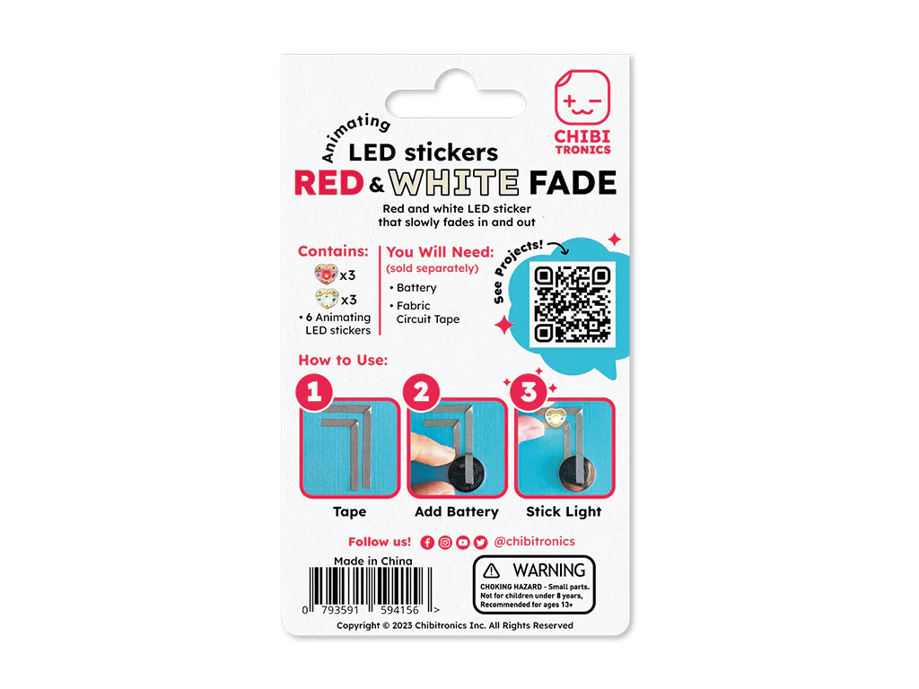 Chibitronics Animating Red/White Fade LED 6 Pack