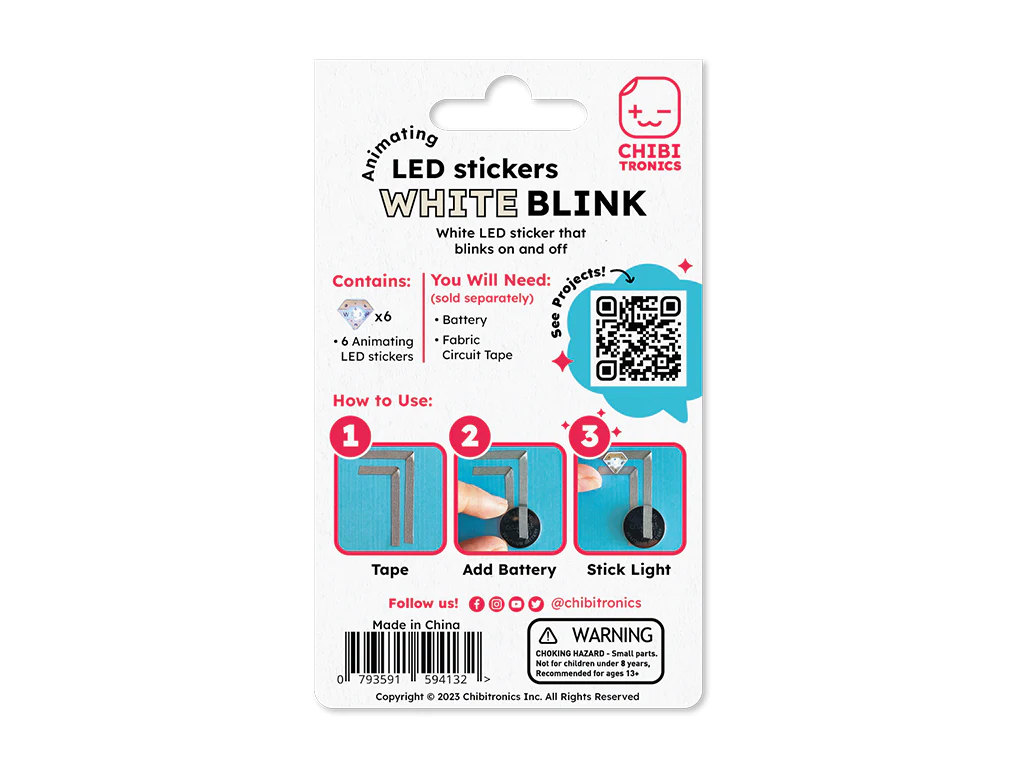 Chibitronics Animating White Blink LED 6 Pack