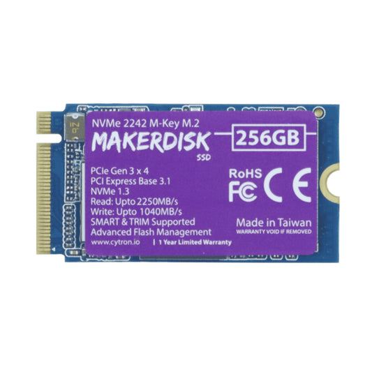 NVMe 2242 M-Key MakerDisk SSD - 256GB (Preloaded with RPi OS)